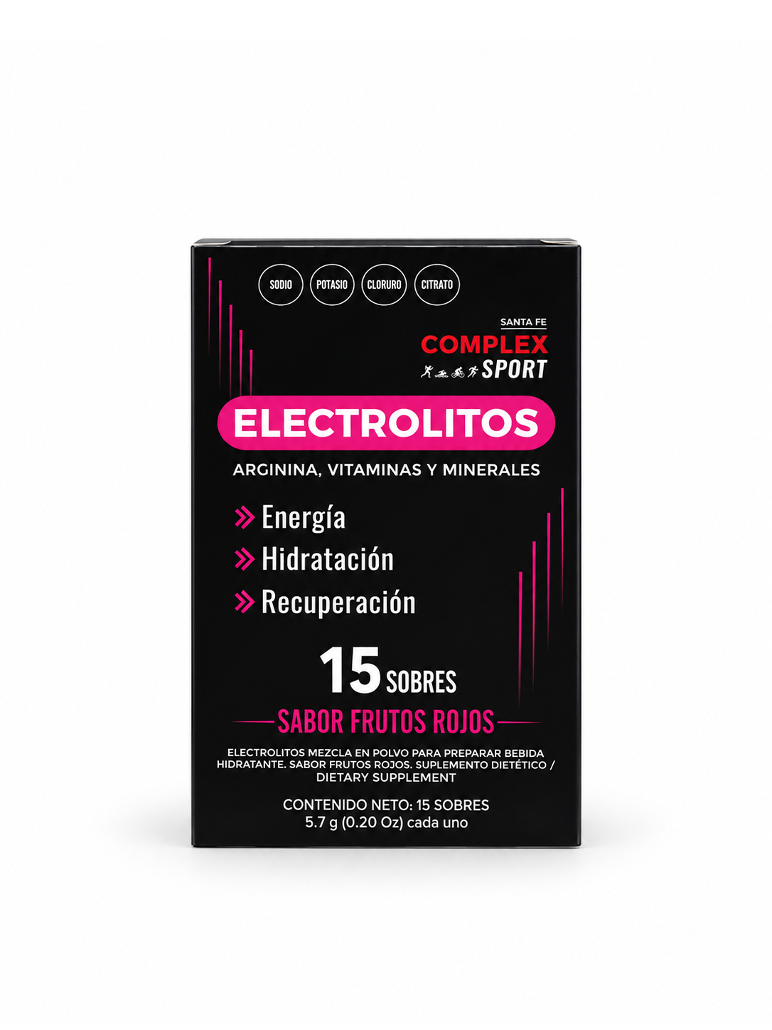 Electrolitos dispensador complex sport frutos rojos 15 sobres frente