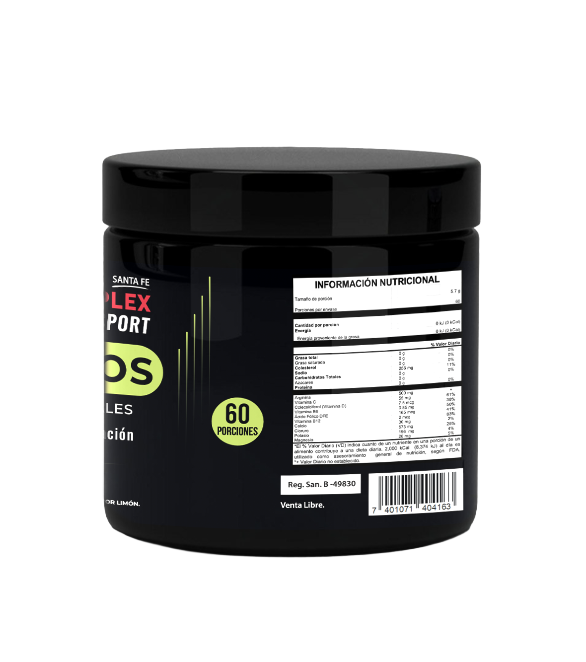 Electrolitos con Arginina Complex Sport Limon - Tabla nutricional